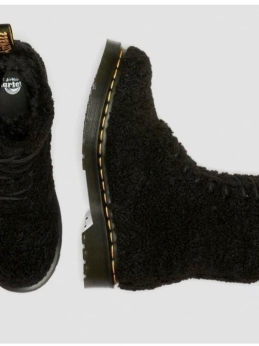 Dr. Martens Black Sherpa Lace-Up Women's Boots - Picture 1 of 3